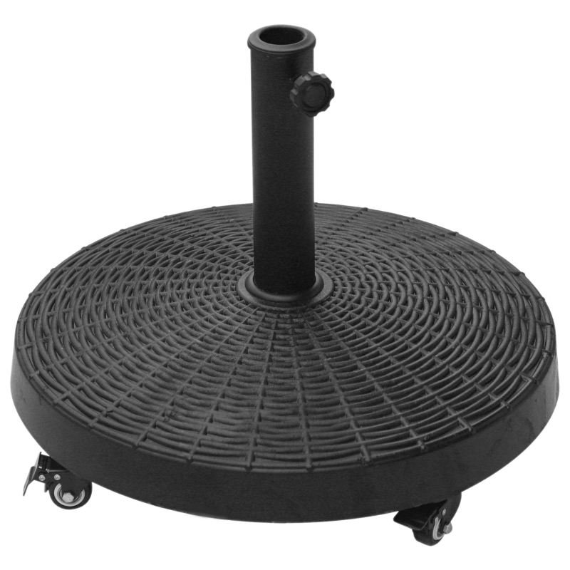 Best 22.7kg Resin Patio Parasol Base Umbrella Stand Weight Deck Garden Sunshade Holder Round w/ Wheels Brakes Outdoor - Image 11
