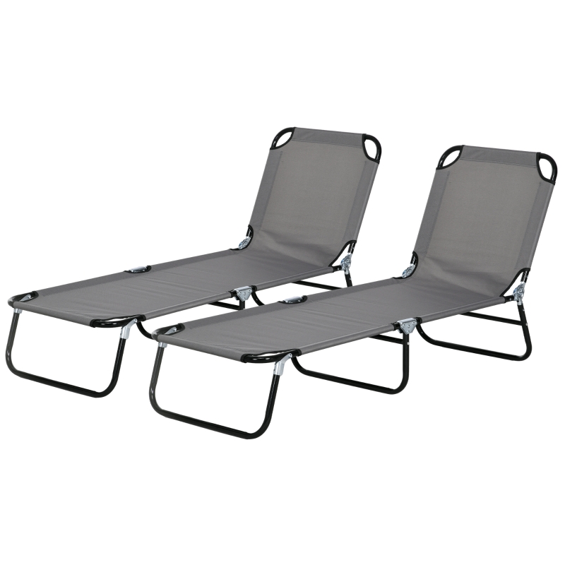 Best Garden Sun Lounger, with Five-Position Back - Grey - Image 11