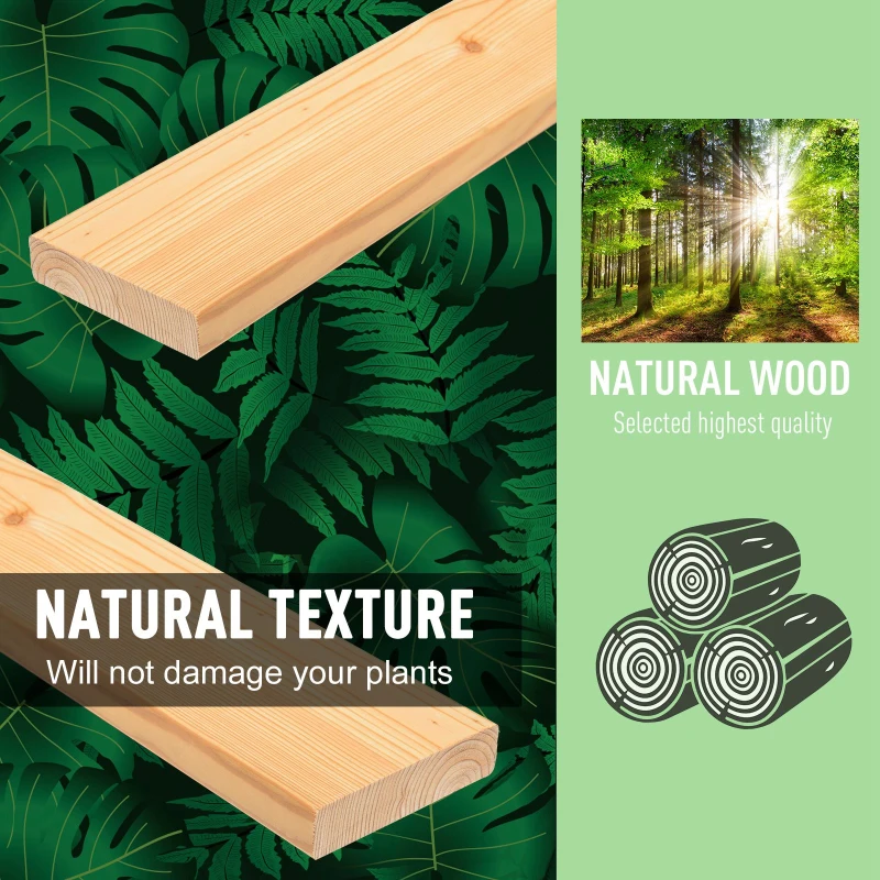 Best Large Fir Wood Raised Plant Stand Oak Tone - Image 8