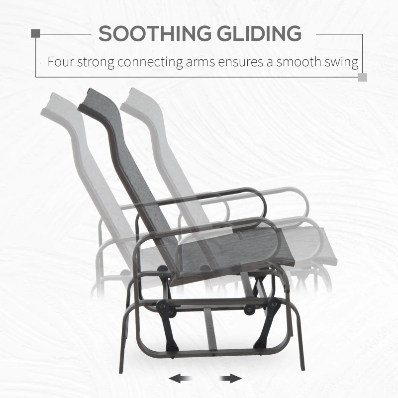 Best Outdoor Gliding Rocking Chair with Sturdy Metal Frame Garden Comfortable Swing Chair, Grey & Brown - Image 4