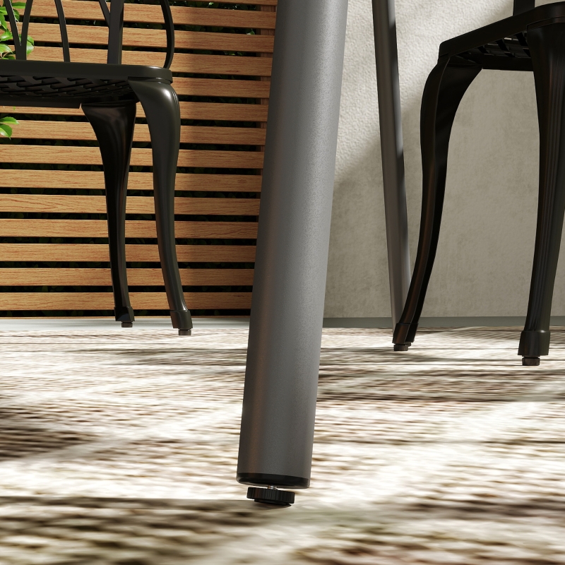 Best Rectangle Garden Table with Slat Top, Steel Frame, Outdoor Table for 6 Person, 150 x 80 x 74 cm, Grey - Image 9