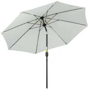 Best 2.7M Garden Parasol Umbrella with Glass Fibre Ribs and Aluminium Frame, Tilting Sun Shade Shelter Canopy, Cream White
