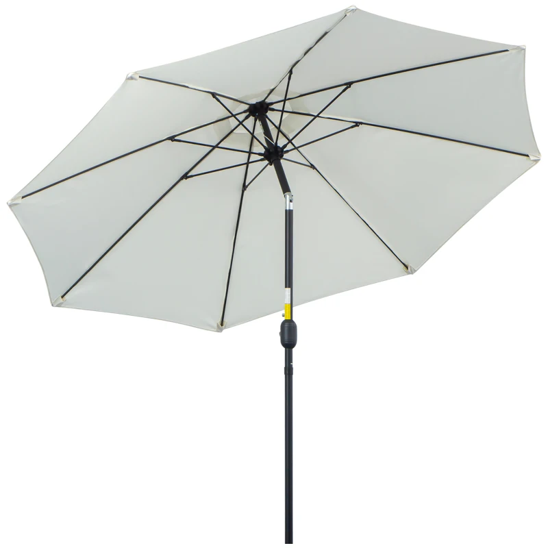 Best 2.7M Garden Parasol Umbrella with Glass Fibre Ribs and Aluminium Frame, Tilting Sun Shade Shelter Canopy, Cream White