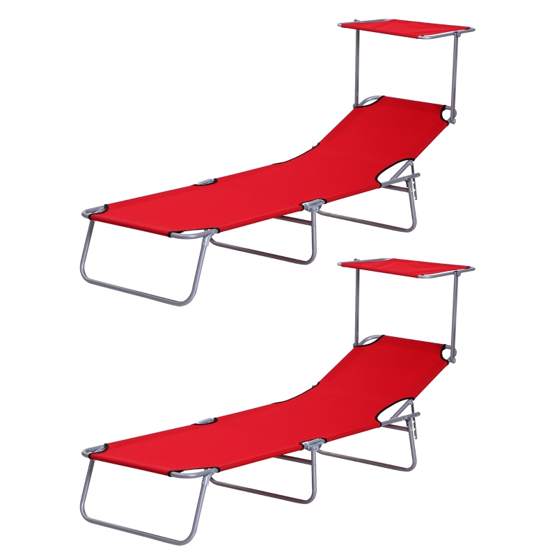 Best 2 Piece Folding Sun Lounger, Lounge Chairs Reclining Sleeping Bed with Adjustable Sun Shade Awning for Beach, Patio - Image 11