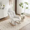 Teddy Fabric Rocking Chair with Tufted Upholstery, Padded Seat, Ergonomic Backrest, Ideal for Bedroom, Hallway, 102L x 70W x 105H cm, White - Image 4