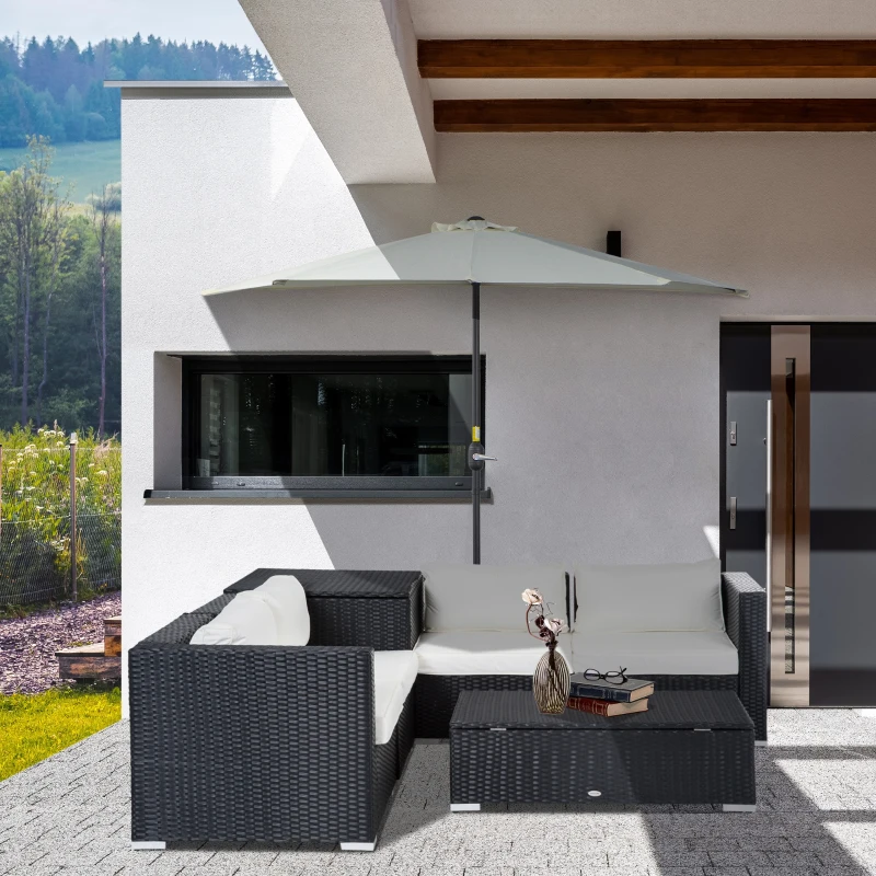 Best 6 Pieces Rattan Garden Furniture Set, 4 Seater Wicker Garden Corner Sofa Set with 2 Storage Tables and Loveseats, Outdoor Conversation Furniture with Cushions for Conservatory, Patio, Black - Image 2