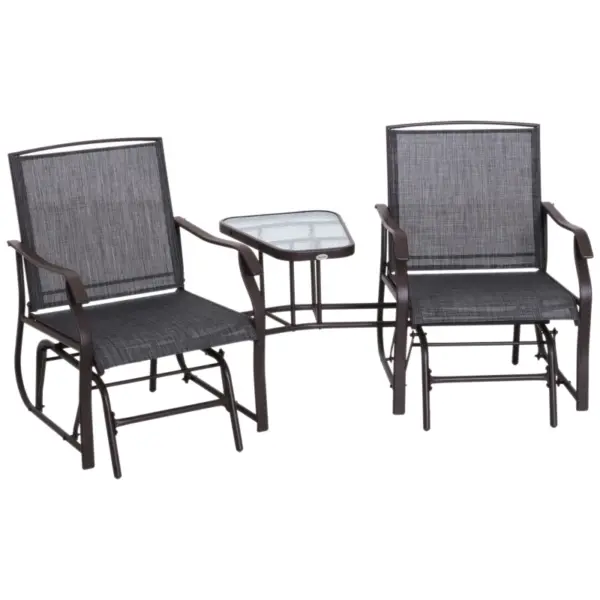 Best Gliding Jack and Jill Seat, with Glass-Top Table - Brown/Grey