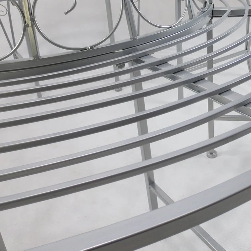 Best Outdoor Garden Metal Round Tree Bench Seat Diameter 160cm Height 90cm Silver - Image 8