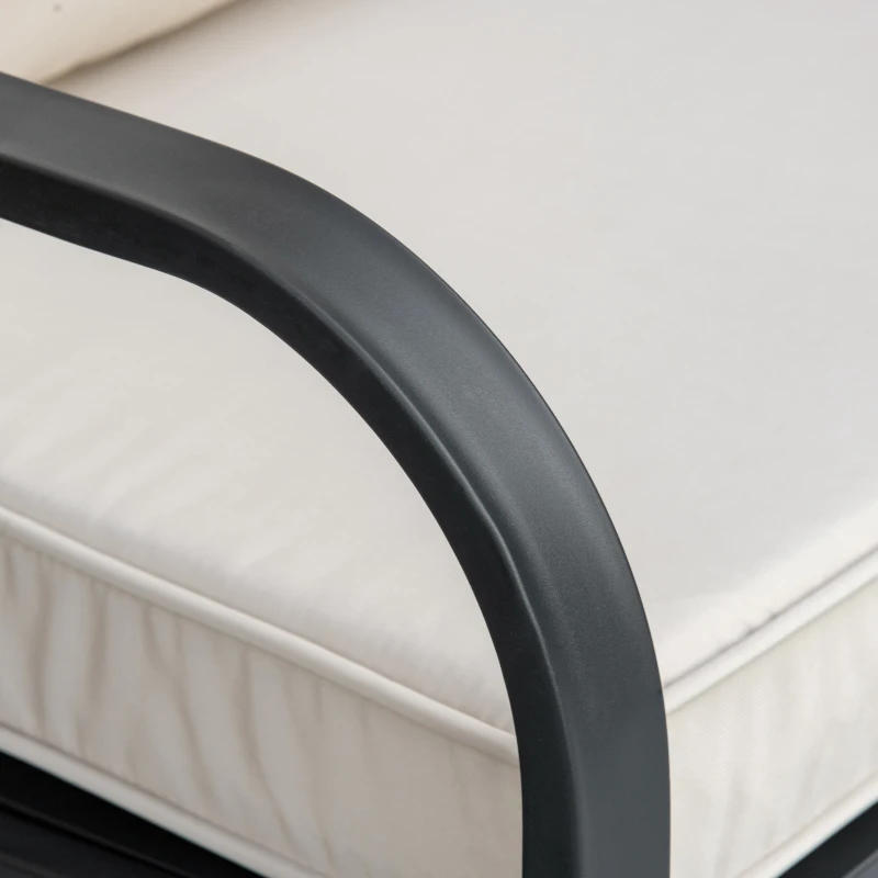 Best 2-Person Outdoor Loveseat Glider Bench Rocking Chair for Patio, Garden, Yard, Porch with Armrest and Cushions, Khaki - Image 8