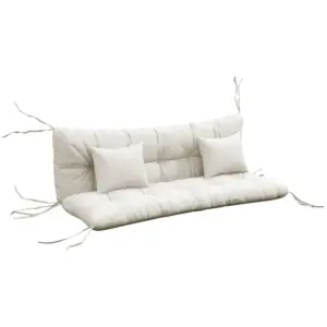 Best Back and Seat Cushion Replacement with 2 Pillows, Patio Chair Cushions Set with Ties, White