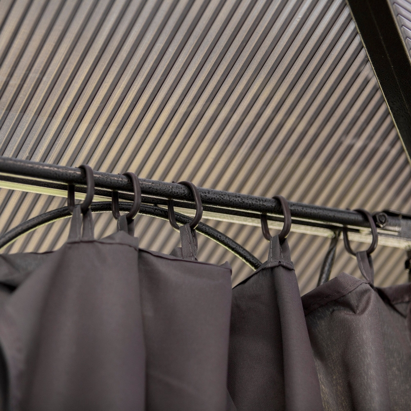 Best 3 x 3(m) Hardtop Gazebo Canopy with Polycarbonate Roof, Permanent Pavilion Garden Gazebo with Curtains for Patio, Deck, Grey - Image 9