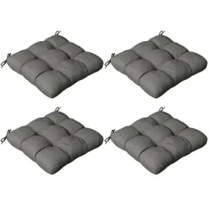 Best 4-Piece Seat Cushion Pillows Replacement, Patio Chair Cushions Set with Ties for Indoor Outdoor, Charcoal Grey