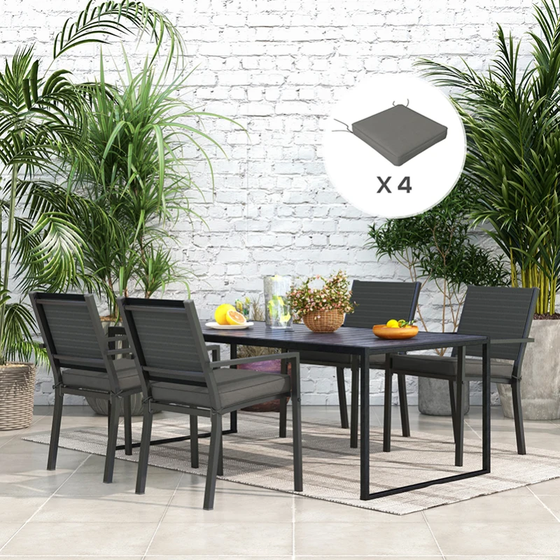 Best 4-Piece Seat Cushions Pillow Replacement, Patio Chair Cushions Set with Ties for Indoor Outdoor, Charcoal Grey - Image 2