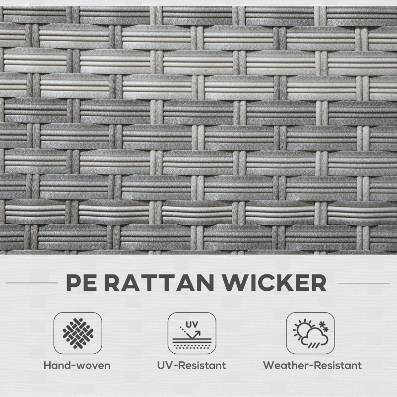 Best 5-Piece Rattan Patio Furniture Set with Corner Sofa, Footstools, Glass Coffee Table, Cushions, Mixed Grey - Image 4