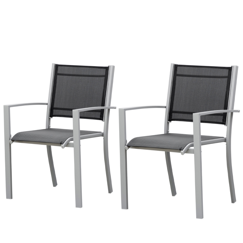 Best Garden Chairs Set Of 2 Outdoor Chairs with Steel Frame Texteline Seats for Dining Patio Balcony Grey and Black - Image 11