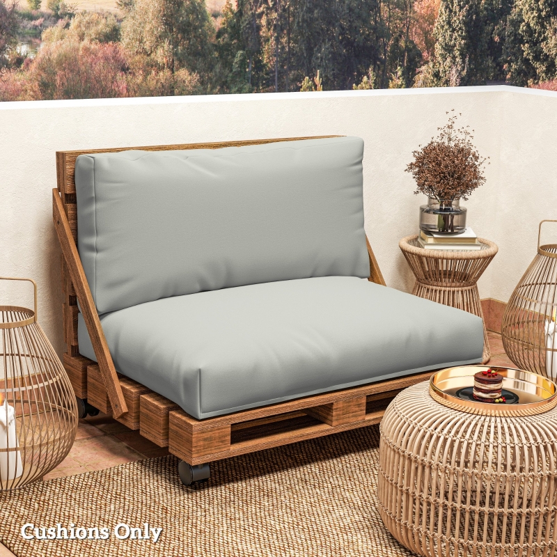 Best 2 Seater Pallet Furniture Cushions Pallet Cushions, UPF20+ 220gsm Fabric, 20 cm Thick Outdoor Seat Pads, Light Grey - Image 10