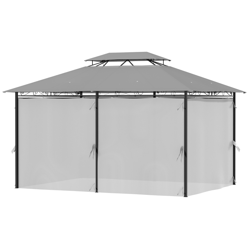Best 4m x 3(m) Metal Gazebo Canopy Party Tent Garden Pavillion Patio Shelter Pavilion with Curtains Sidewalls, Dark Grey - Image 12