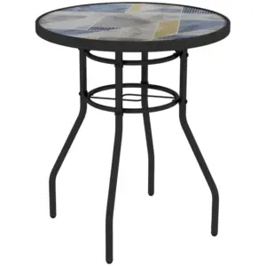 Best Φ60 Garden Table, with Glass Printed Tabletop - Multicolour