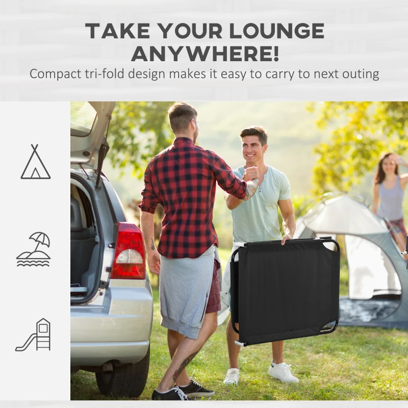 Best Outdoor Folding Sun Lounger Set of 2 with Face Hole, 4 Level Adjustable Backrest Reclining Garden Lounger, Garden Recliner Sunbed with 600 D Oxford Cloth Seat and Pillow for Beach, Black - Image 8