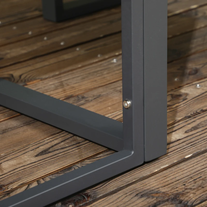 Best 4 Pieces Garden Sofa Set 2 Single Armchair 1 Bench & Side Table Set Aluminium Frame Patio Furniture with Cushions Grey - Image 7