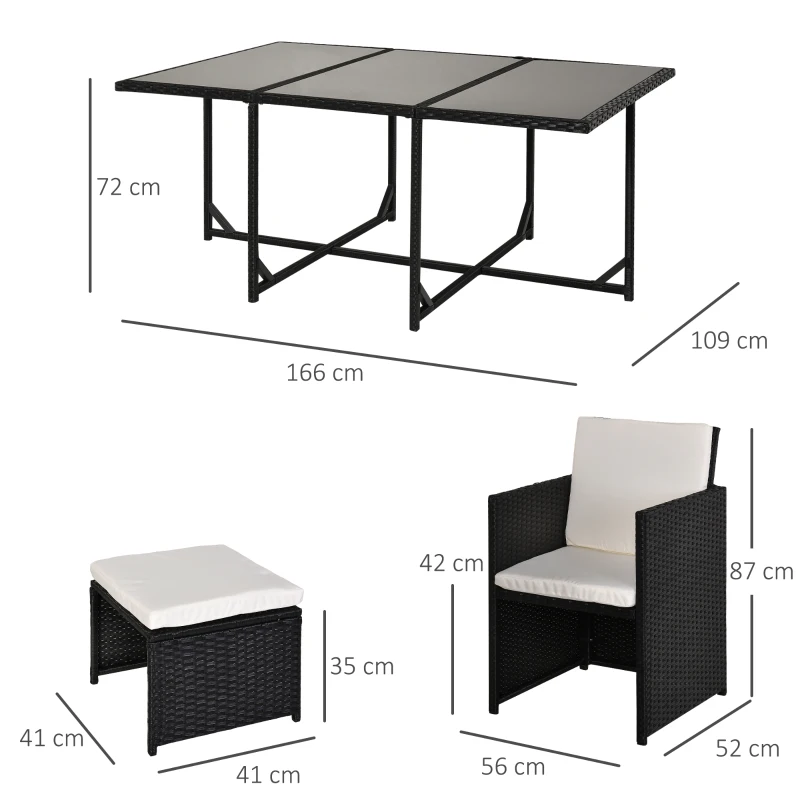 Best Rattan Dining Set Garden Furniture Patio set 11 PC with Cushion Black /Milk White - Image 3