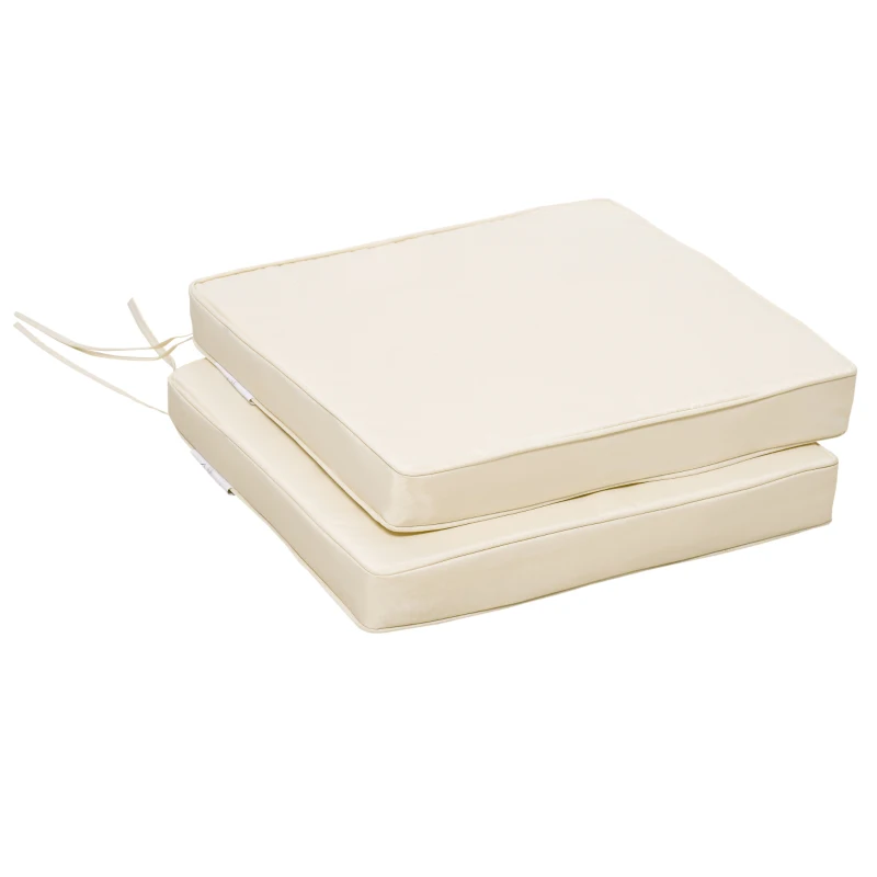 Best Set of 2 Garden Chair Cushions with Ties, 45 x 45 cm Replacement Cushions for Outdoor Furniture, Cream White - Image 7