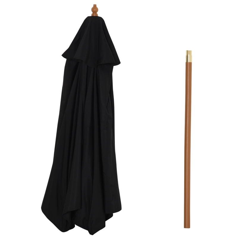 Best Wooden Garden Umbrella Sun Shade with Top Vents, Bamboo Ribs and Sturdy Wood Pole, Black - Image 9