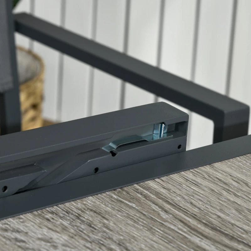 Best Extending Garden Table, Outdoor Dining Table for 6, Aluminium Frame Rectangular Patio Table with Plastic Board Tabletop,80/160L x 80W x 75H cm, Grey - Image 8