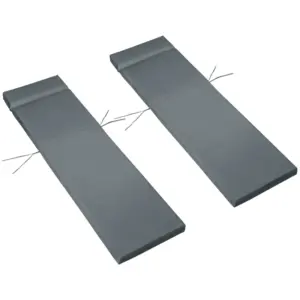 Best Set of 2 Sun Lounger Cushions, Replacement Cushions for Rattan Furniture with Ties, 196 x 55 cm, Dark Grey
