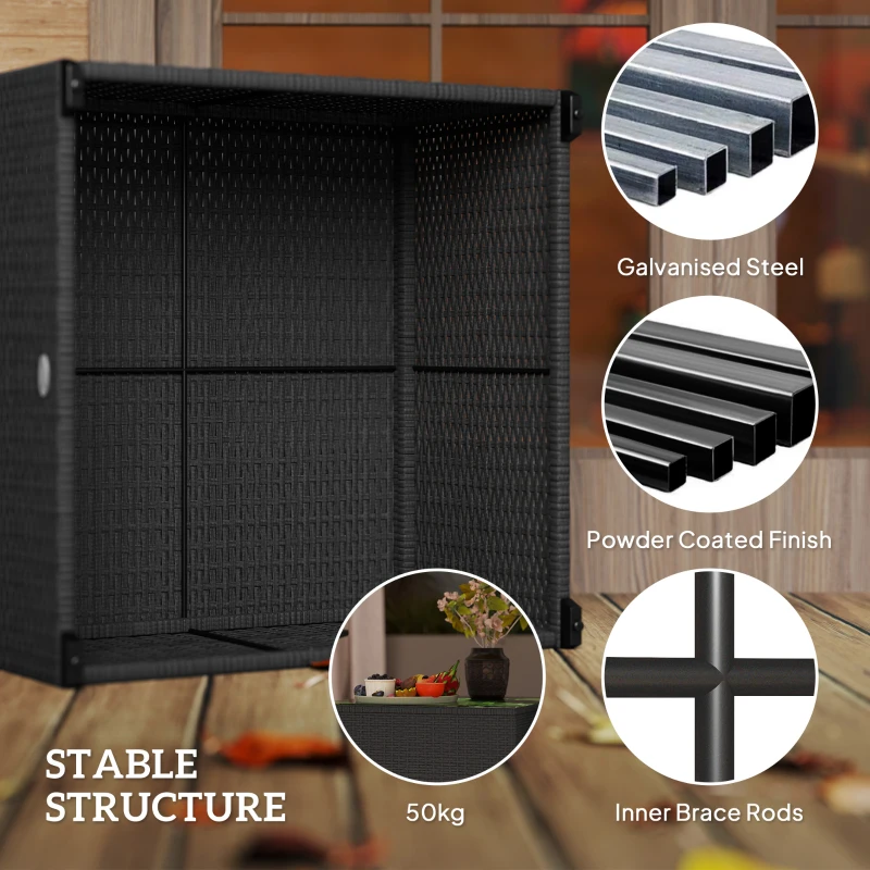 Best 62 x 62cm Glass-Top Rattan Side Table - Dark Grey - Image 6