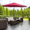 Best 3(m) Tilting Parasol Garden Umbrellas, Outdoor Sun Shade with 8 Ribs, Tilt and Crank Handle for Balcony, Bench, Garden, Wine Red - Image 12