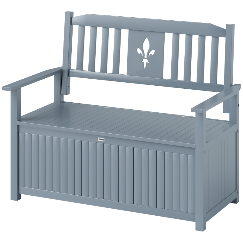 Best Two-Seater Wooden Storage Bench - Grey - Image 11