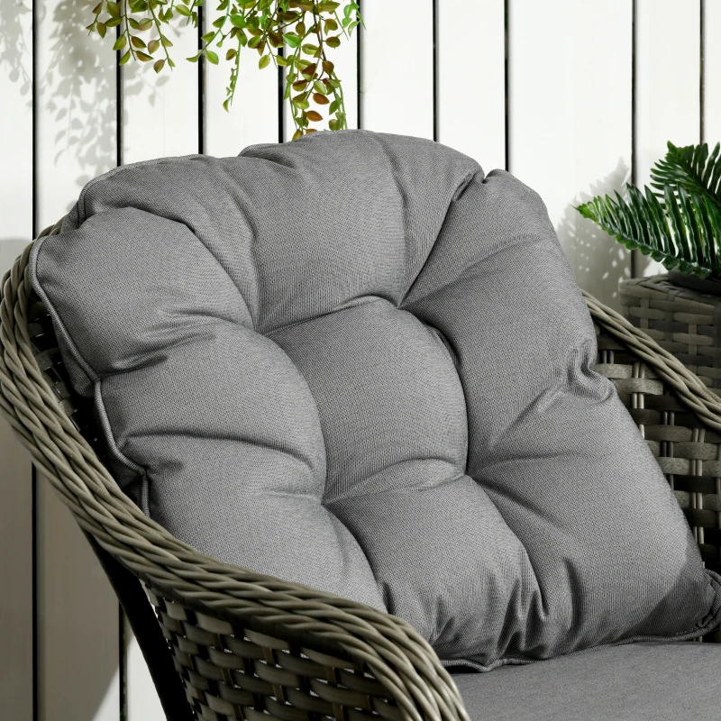 Best 3 Pieces Rattan Bistro Set, Wicker Garden Bistro Set, Glass Top Balcony Table and Chairs with Cushions for Outdoor, Patio, Balcony, Grey - Image 7