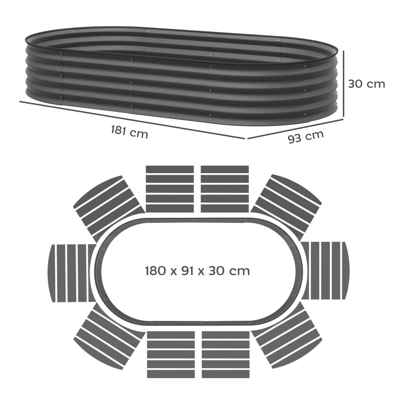 Best Set of Two 181 x 93cm Steel Planters - Dark Grey - Image 3