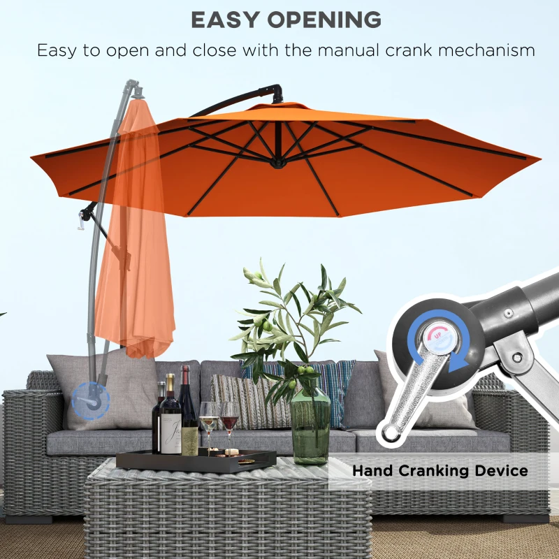 Best 3(m) Overhanging Parasol, with Base - Orange - Image 4