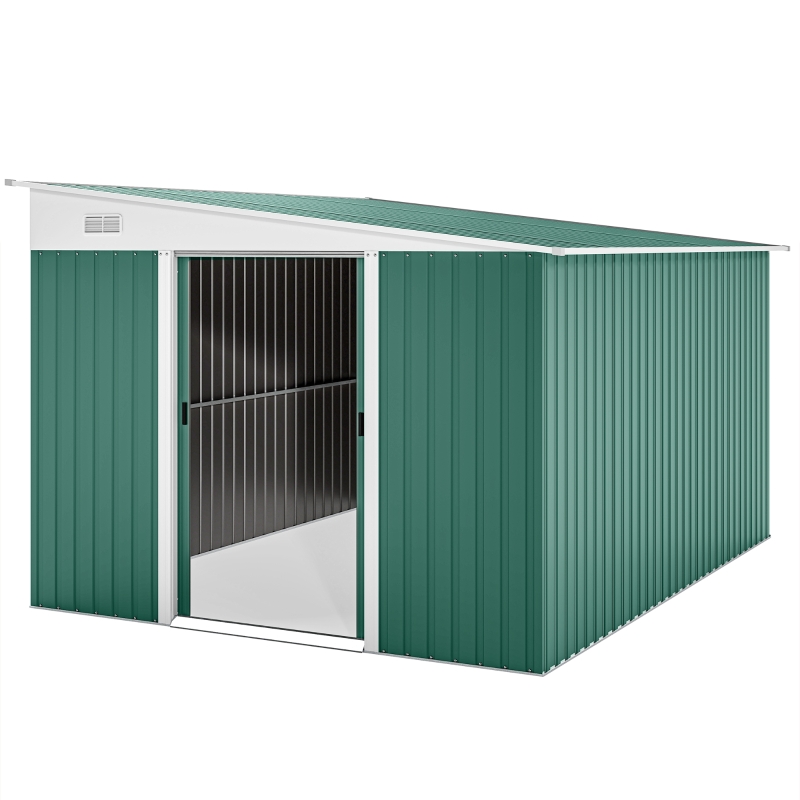 Best Garden Metal Storage Shed Outdoor Metal Tool House with Double Sliding Doors and 2 Air Vents, 11.3x9.2ft, Green - Image 11