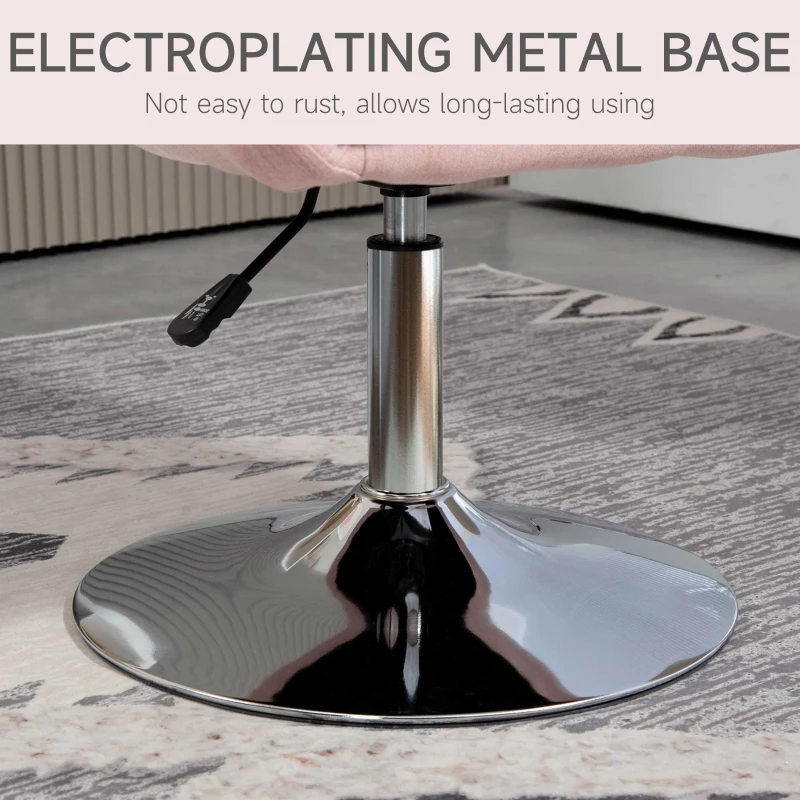 Best Swivel Linen Fabric Accent Chair for Living Room Contemporary Vanity Armchair with Adjustable Height Thick Cushion Lumbar Support Armrest for Bedroom Office Pink - Image 7