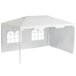 Best 3 x 4 m Garden Gazebo Shelter Marquee Party Tent with 2 Sidewalls for Patio Yard Outdoor - White