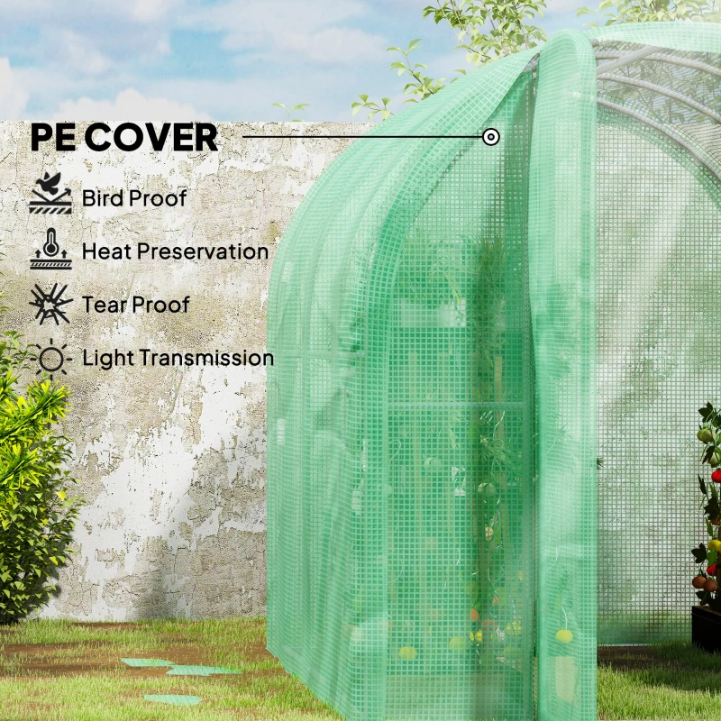 Best 3 x 2 x 2m Polytunnel Greenhouse with Hinged Door, Walk-in Grow House Tent with PE Cover and Galvanised Steel Frame, Green - Image 4