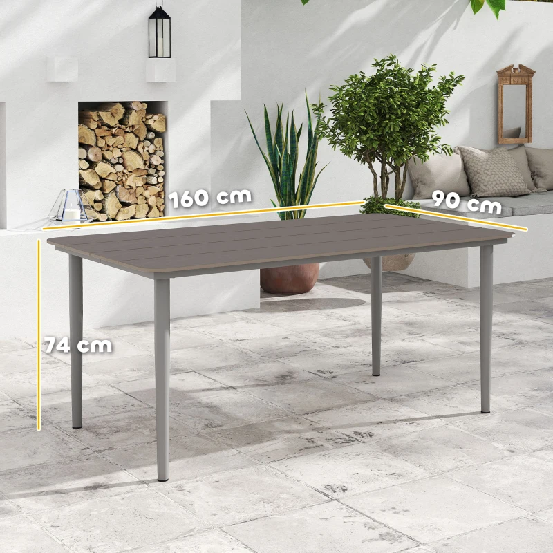 Best Garden Table, Outdoor Dining Table for 6 People, 160 x 90 x 74 cm, with Rust Resistant Metal Frame, WPC Top, for Balcony, Terrace, Dark Grey - Image 3