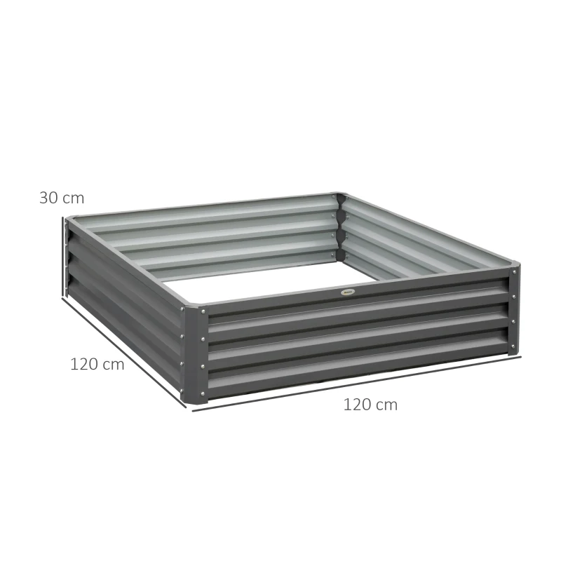 Best 432L Square Raised Garden Bed Box Steel Frame for Vegetables, Flowers and Herbs, 120 x 120 x 30cm, Light Grey - Image 3