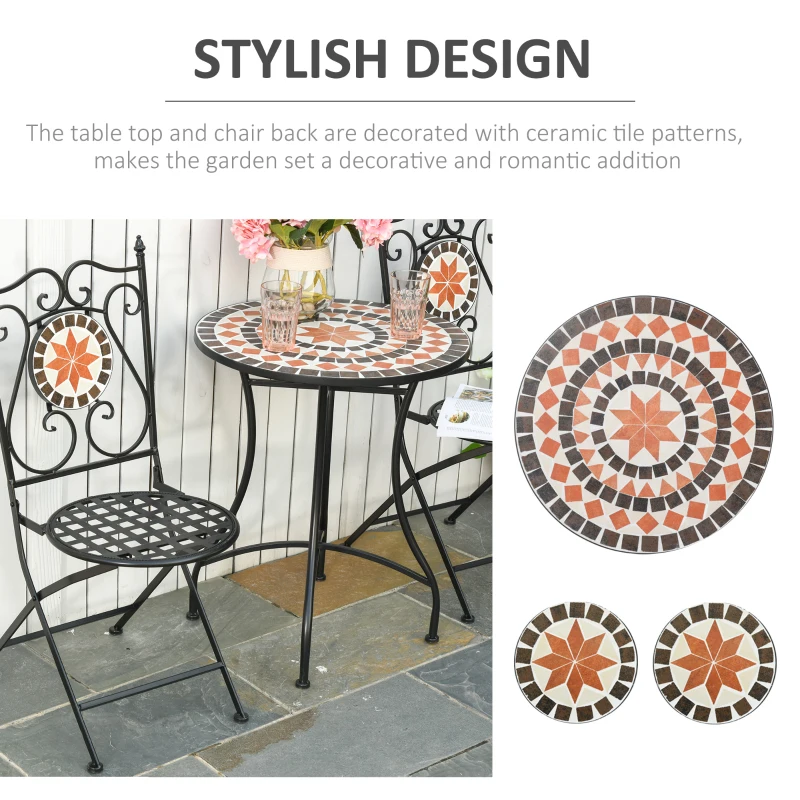 Best Three-Piece Mosaic Bistro Table Set - Multicoloured - Image 5