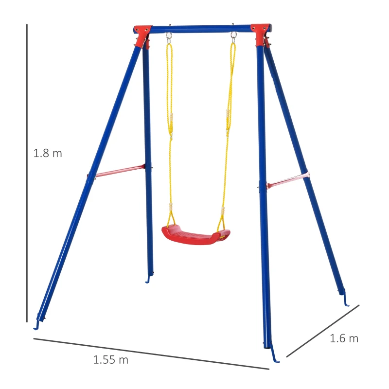 Best Kids Swing Set Toddler Swing Adjustable Rope Heavy Duty A-Frame Stand Outdoor Playset for 3-8 Years Old Blue - Image 3