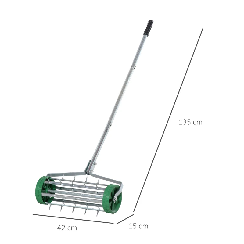 Best Garden Rolling Lawn Aerator Heavy Duty Steel Grass Roller w/ Adjustable Handle - Image 3