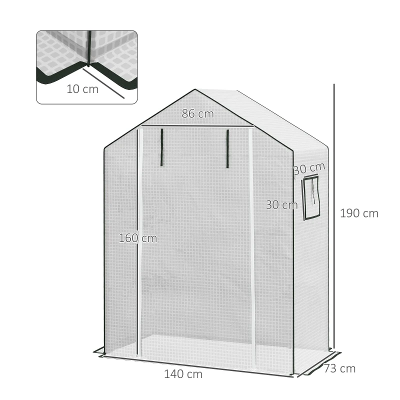Best Greenhouse Cover Replacement Walk-in PE Hot House Cover with Roll-up Door and Windows, 140 x 73 x 190cm, White - Image 3