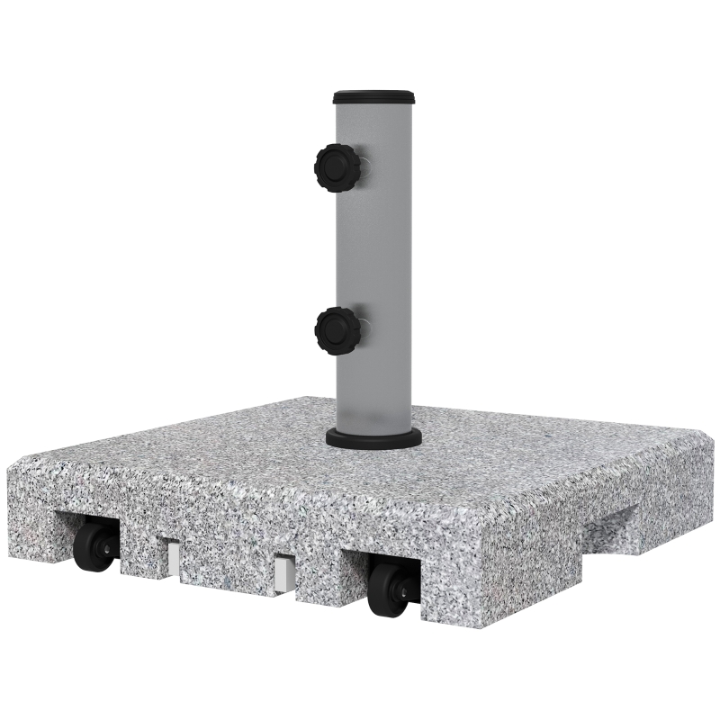 Best Granite Parasol Base, 28kg Heavy Duty Square Umbrella Stand with Wheels, Retractable Handle, Stainless Steel Tube, Grey - Image 9
