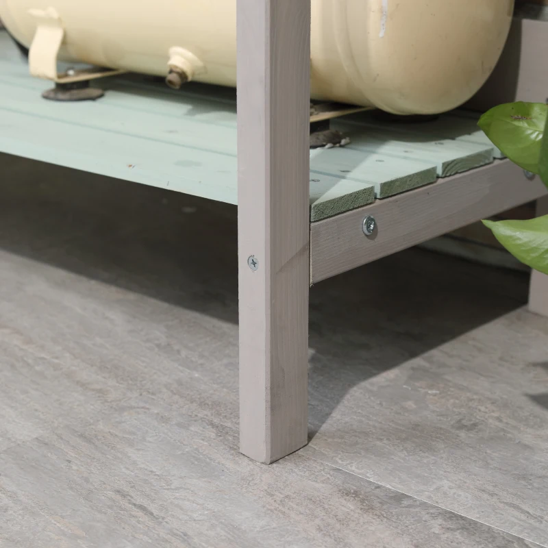 Best Garden Potting Table with Sink, Blackboard and Drawer, Wooden Planting Work Bench Workstation Outdoor Tool Storage Shelves - Image 8