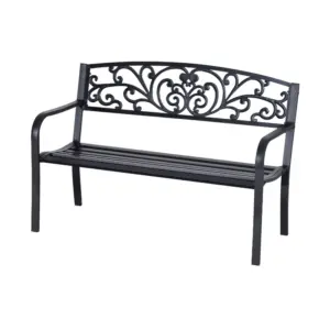 Best 2-Seater Garden Bench, Steel-Black