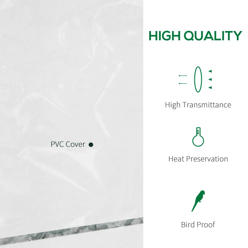 Best Walk in Greenhouse with 4-Tier 8 Shelves, Green House with Hemmed Cover, Roll-up Zipped Door, Steel Frame, 143 x 73 x 195cm - Image 4