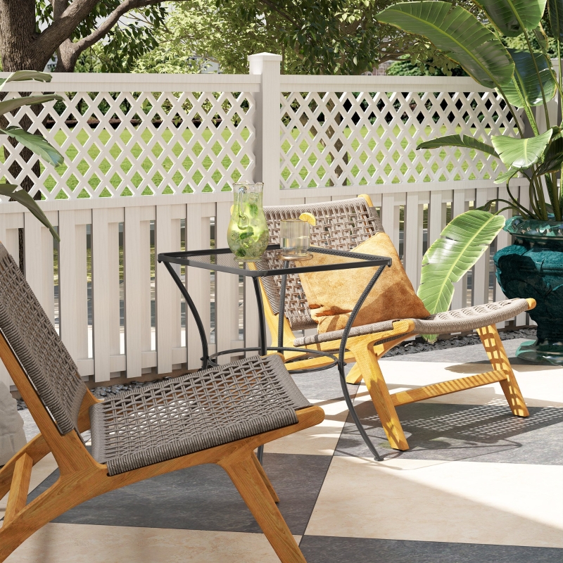 Best 60cm Square Garden Table, Outdoor Metal Bistro Side Desk with Mesh Top, Black - Image 9